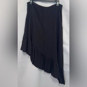 NINE WEST Size L Black Asymmetric Skirt Ruffle Flowy Women’s NWT !!‎